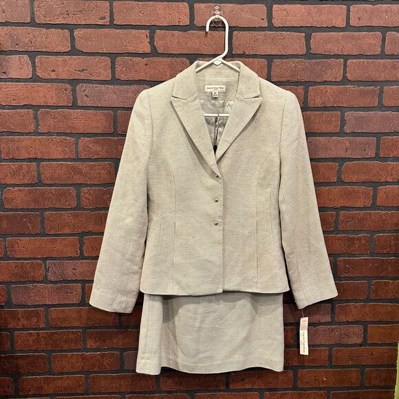 Vintage Amanda Smith Petites Tweed Skirt Suit NWT Size 4 Petite 4P Wool Blend - Picture 1 of 16